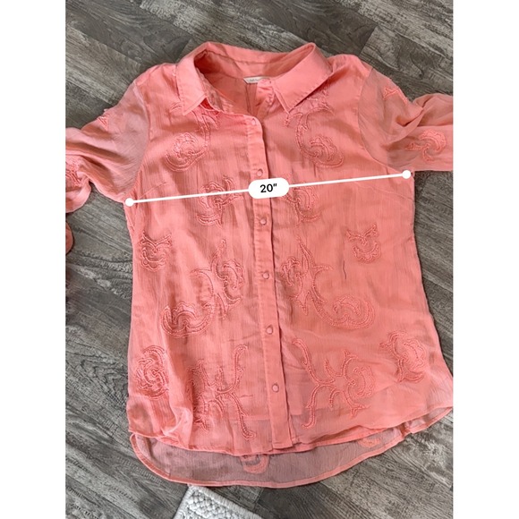 Soft Surroundings Savannah Embellished‎ Tunic Button Down Coral Women's M - Picture 9 of 10